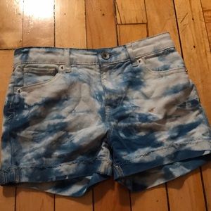 Tie dye blue jean shorts